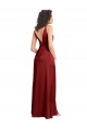 Shop Faux Surplice Neckline Long Slim A-Line Formal Stretch Satin Bridesmaid Dress / Prom Dress