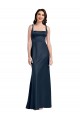 Shop Square Neck A-Line Long Formal Stretch Satin Bridesmaid Dress / Prom Dress with Wide Straps