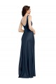 Shop Square Neck A-Line Long Formal Stretch Satin Bridesmaid Dress / Prom Dress with Wide Straps