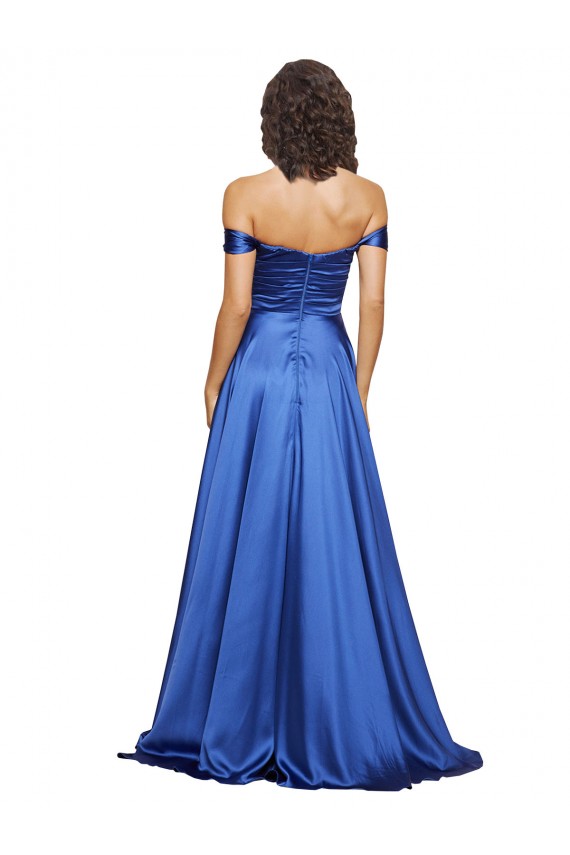 Shop Ball Gown Off the Shoulder Sweetheart Formal Stretch Satin Bridesmaid Dress / Prom Dress