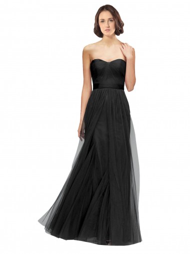 Shop Long Tulle Bridesmaid Dress with Sweetheart Neckline and Belt