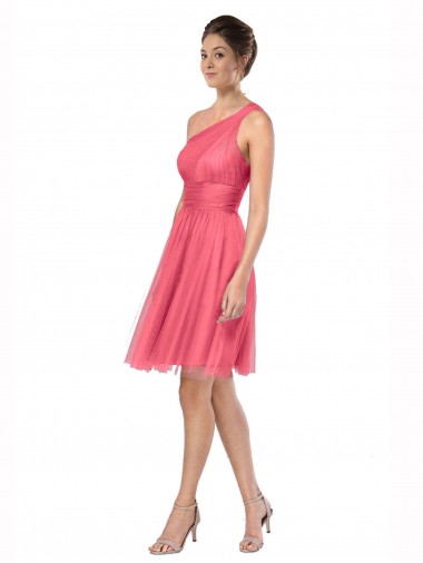 Shop One Shoulder Short Knee Length Tulle Bridesmaid Dress