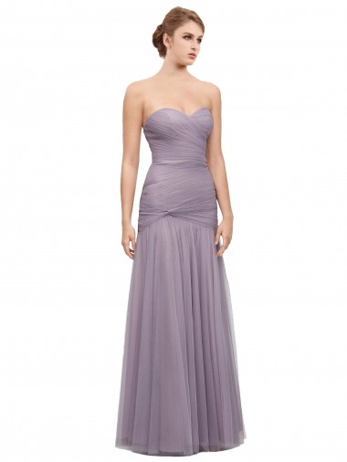 Shop Draped Long Mermaid Sweetheart Tulle Bridesmaid Dress