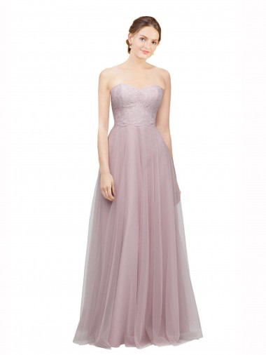 Shop Sweetheart Neckline Long Tulle Bridesmaid Dress with Lace Bodice