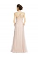 Shop Long Draped Back A-Line Tulle Bridesmaid Dress with Pleated Bodice