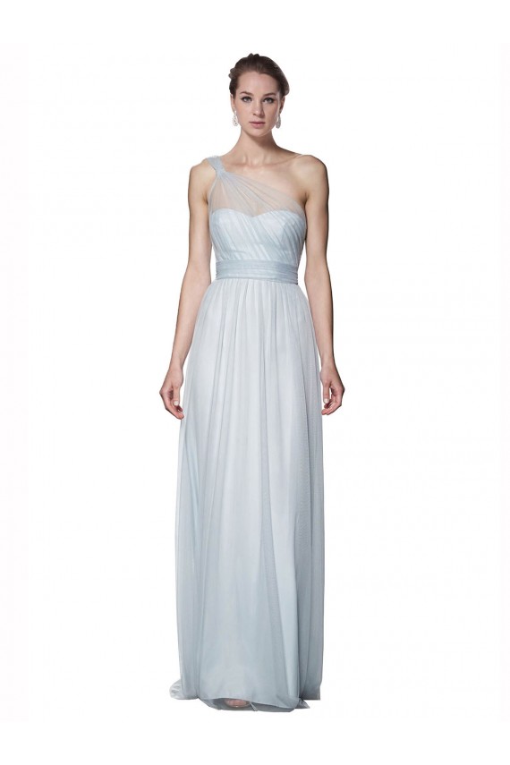 Shop One Shoulder Illusion Tulle Bridesmaid Dress with Knot Detail