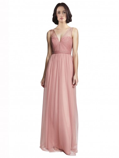 Shop V-Neck Illusion Tulle Bridesmaids Dress