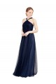 Shop Floor Length Long Halter Pleated Tulle Bridesmaid Dress