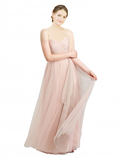 Shop Long Floor Length Sweetheart Pleated Tulle Bridesmaid Dress