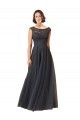 Shop Long Bateau Tulle Bridesmaid Dress with Lace Bodice