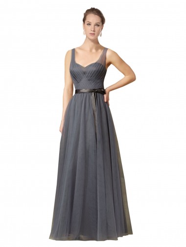 Shop Sweetheart Long Tulle Bridesmaid Dress with Sash