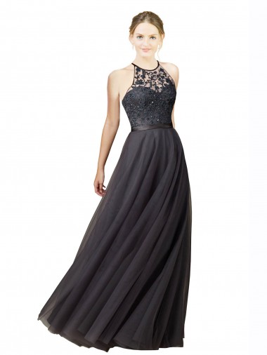 Shop Sweetheart Neckline Long Sleeveless Tulle Bridesmaid Dress with Lace Bodice