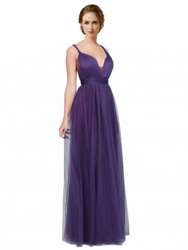 Shop Twisted Straps Sweeheart Long Tulle Bridesmaid Dress Open Back