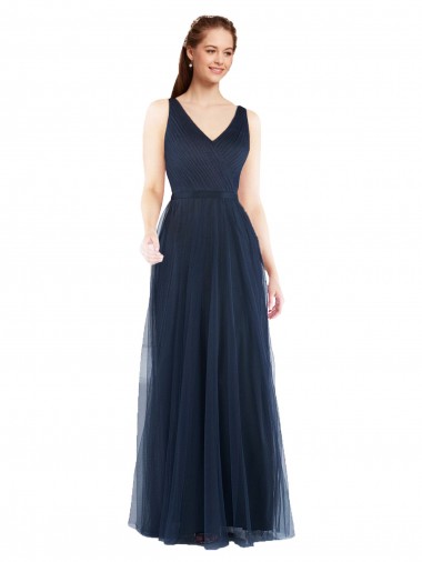 Shop V-Neck Soft and Simple Tulle Bridesmaid Dress