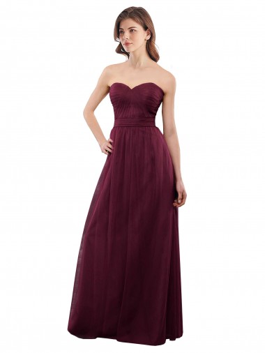 Shop Strapless Tulle A-line bridesmaid dress with pleated top