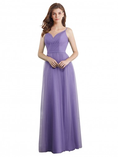 Shop Sweetheart Deep V-Back Tulle Bridesmaid Dress with Draped Bodice