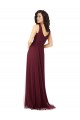 Shop Long A-Line V-Neck Tulle Bridesmaid Dress