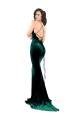 Shop High Neck Formal Stretch Velvet Bridesmaid Dress / Prom Dress with Black Lace Embroidery