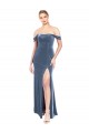 Shop Draped Sleeves Wide Scoop Neck Off the Shoulder Velvet Bridesmaid Dress / Prom Dress