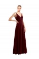 Shop Faux Wrap V-Neck Sleek Long Formal Velvet Bridesmaid Dress / Prom Dress