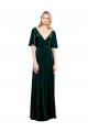 Shop Deep V-Neck Flutter Sleeves Long Velvet Wrap Bridesmaid Dress / Prom Dress