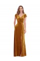 Shop Cap Sleeve Faux Wrap Formal Velvet Maxi Bridesmaid Dress / Prom Dress with Pockets