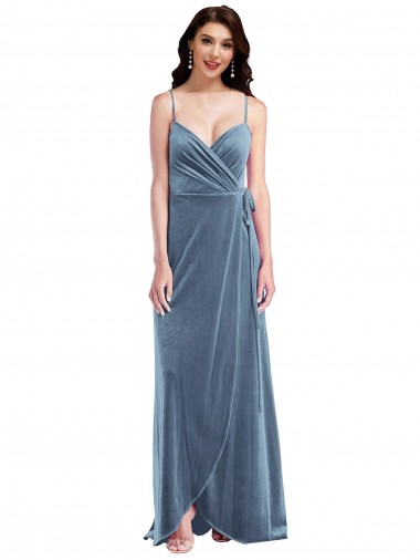 Shop Velvet Wrap Maxi Bridesmaid Dress / Prom Dress with Pockets