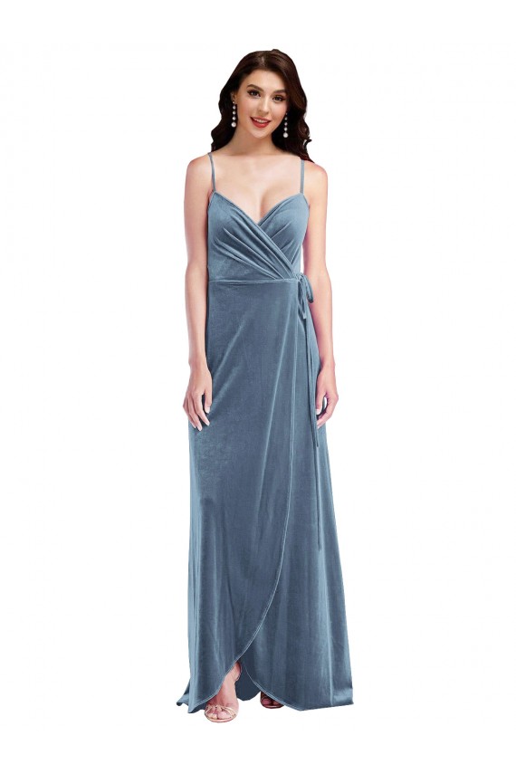 Shop Velvet Wrap Maxi Bridesmaid Dress / Prom Dress with Pockets