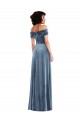 Shop Draped Cuff Off the Shoulder Velvet Maxi Bridesmaid Dress / Prom Dress with Pockets