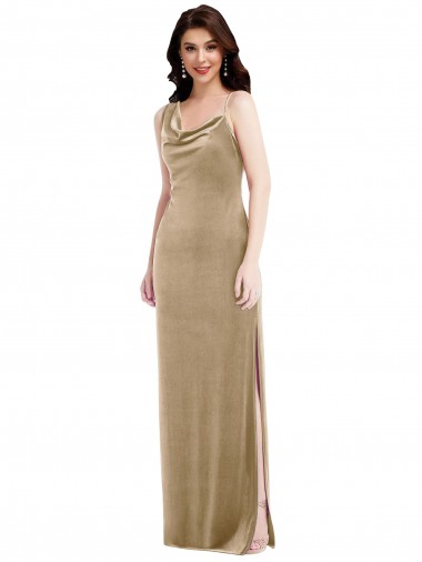 Shop Asymmetrical One Shoulder Formal Velvet Maxi Slip Bridesmaid Dress / Prom Dress