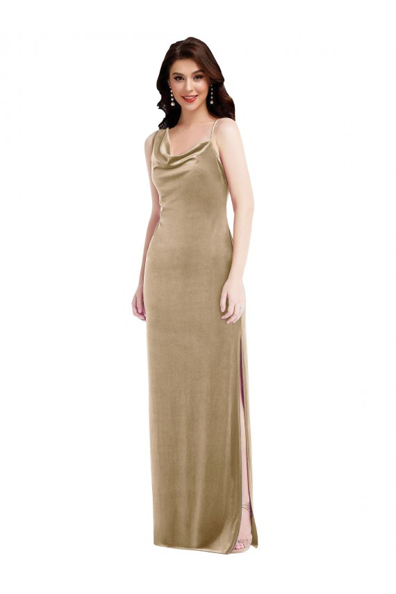 Shop Asymmetrical One Shoulder Formal Velvet Maxi Slip Bridesmaid Dress / Prom Dress