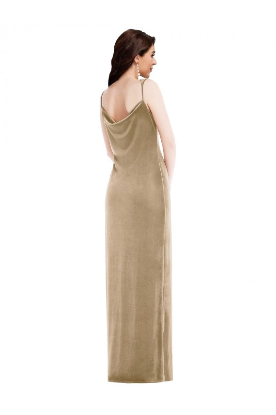 Shop Asymmetrical One Shoulder Formal Velvet Maxi Slip Bridesmaid Dress / Prom Dress