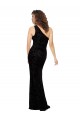 Shop One Shoulder Long Sheath Sleeveless Floral Velvet Bridesmaid Dress