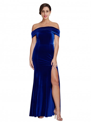 Shop Full Length Long Formal Velvet Bridesmaid Dress / Prom Dress with Side Split