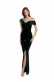 Shop Long Asymmetric Neckline Ruched Formal Velvet Bridesmaid Dress / Prom Dress