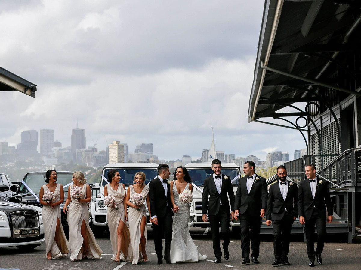 Full Length Luxe Chiffon Long Champagne bridesmaid dresses with Sexy High Slit and Front Ruffles